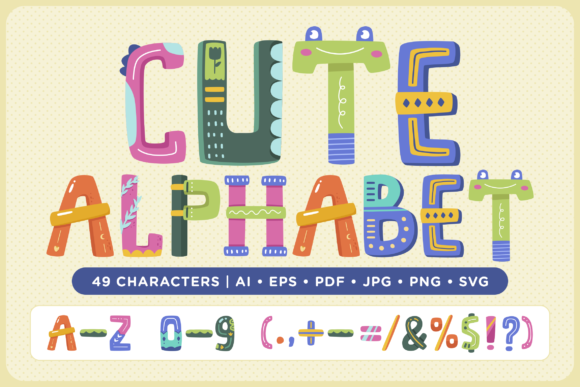 Cute Alphabet, Number and Symbol Vector: A Versatile Design Resource for Creative Projects