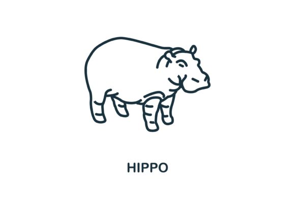 Hippo Icon from Wild Animals Collection: A Versatile Design Asset